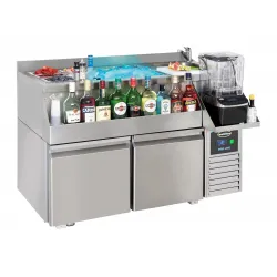 Masa rece cu 2 usi si statie pentru preparare cocktailuri 120 x 76 x 100 cm