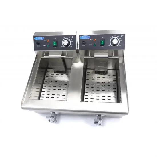 Friteuza 2x10 l – cu robinet de scurgere – termostat intre 50°C si 200°C