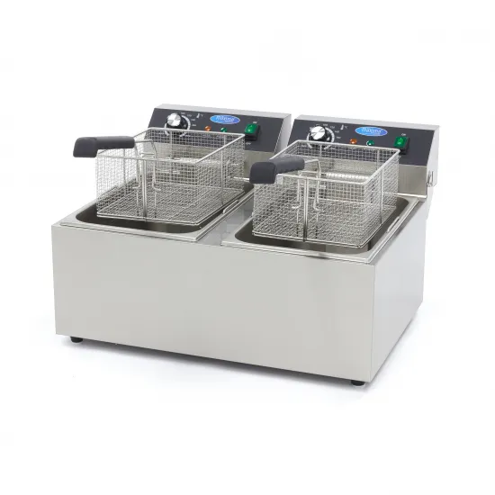 Friteuza 2 x 11 litri – zona rece si termostat reglabil de la 50°C la 200°C