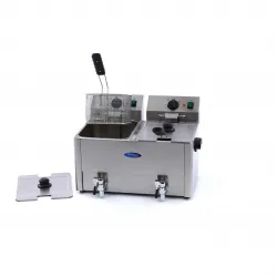 Friteuza electrica 2 x 8 l - 2 robinete - zona rece