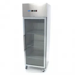 Frigider profesional 600 l – GN 2/1 – 3 rafturi reglabile – inox – usa din sticla