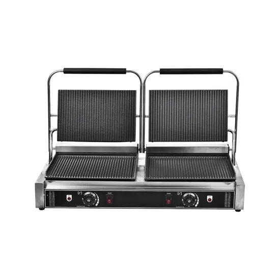 Contact grill dublu cu placi striate